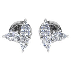 Pendientes de oro blanco de 18 quilates con tres diamantes de 1,35 quilates, claridad SI y color HI