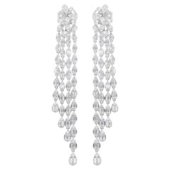 1.35 Carat SI/H Baguette Round Diamond Chandelier Earrings 14 Karat White Gold
