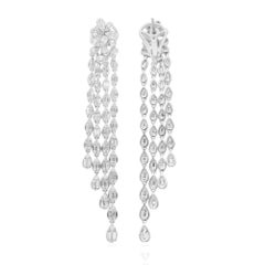 1.35 Carat SI/H Baguette Round Diamond Chandelier Earrings 18 Karat White Gold