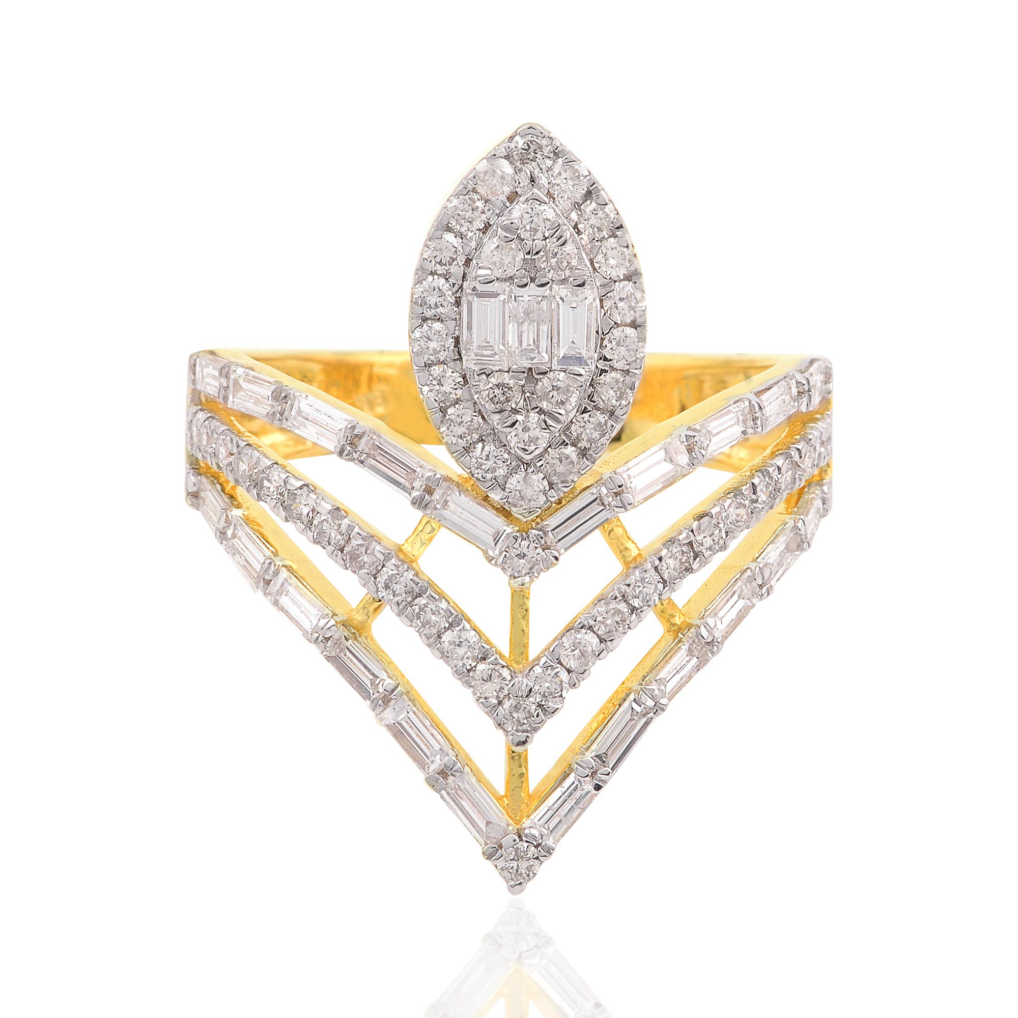 En venta: Anillo de cóctel de diamantes SI/H de 1,35 quilates Oro amarillo de 14 quilates Joyería fina hecha a mano  5