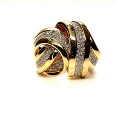 Diamond Pave "Ribbon" Ring in 18k Yellow Gold, 1.35 Carats Total