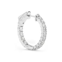 1.35 Carat TW Diamond Inside Out .75 Inch 14K White Gold Hoop Earrings Abe Mor
