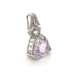 13.5 Carat Trillion Kunzite and Diamond Gold Pendant Necklace
