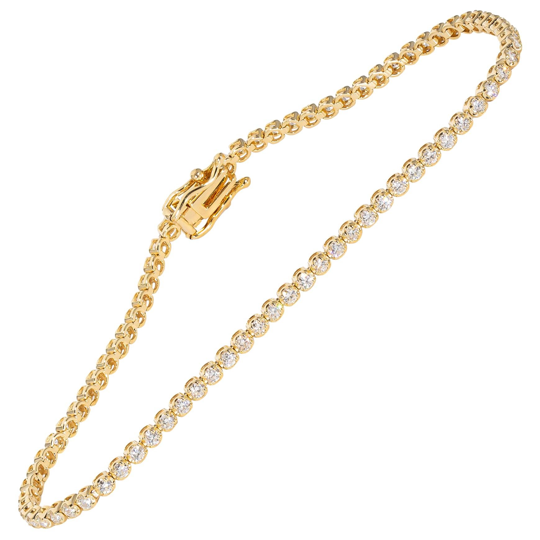 1.35 Carat Yellow Gold Diamond Tennis Bracelet