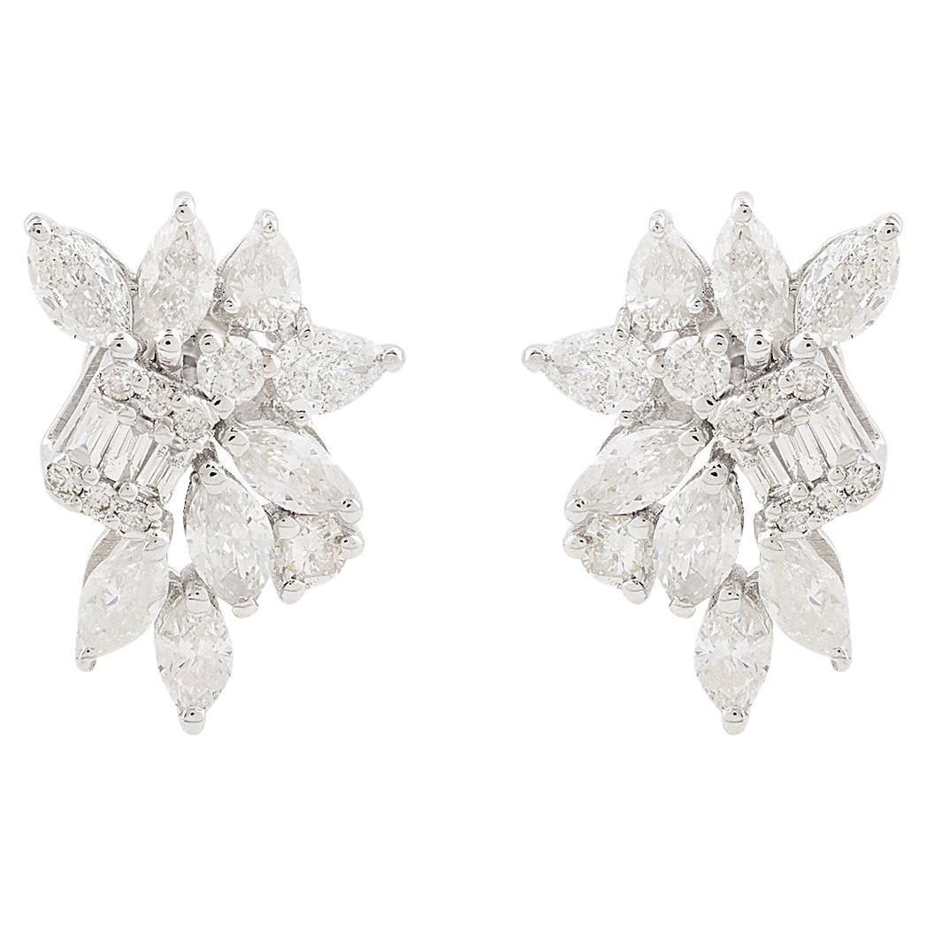 1.35 Carat Diamond 18 Karat Gold Leaf Stud Earrings For Sale at 1stDibs