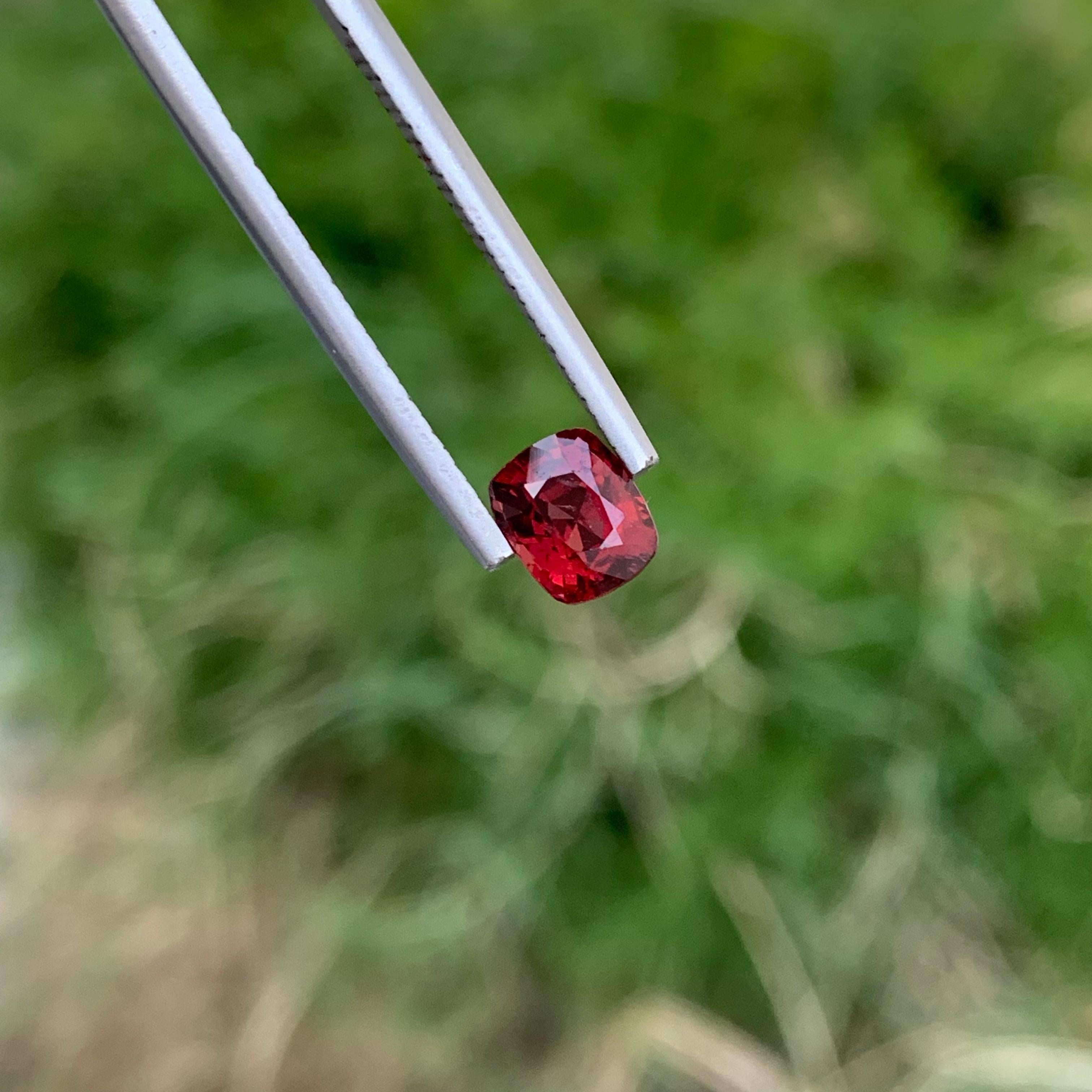 Loose Spinel
Weight: 1.35 Carats 
Dimension: 6.4x5.3x4.4 Mm
Origin: Myanmar 
Color: z Red
Shape: Cushion 
Treatment: Non / Natural 
Certificate: On Customer Demand 
Spinel, an exquisite gemstone that comes in a diverse palette of colors, has long