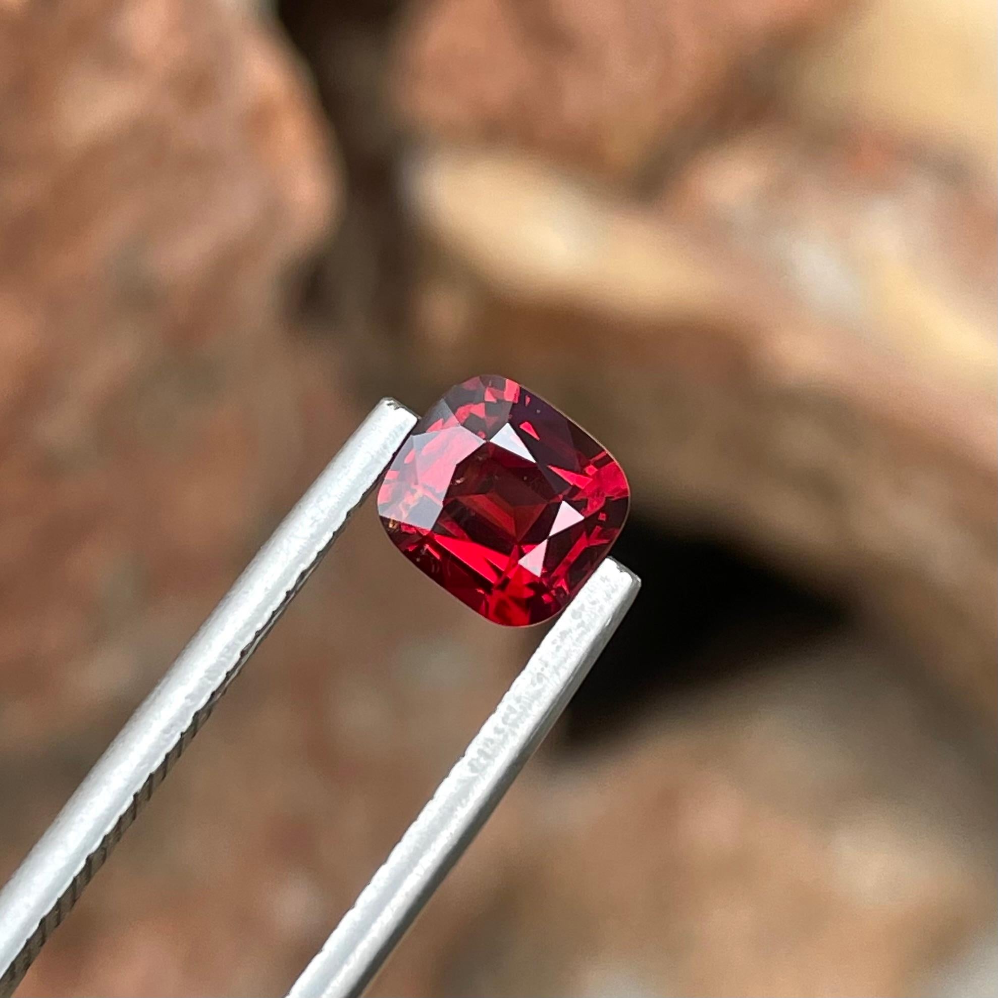 Modern 1.35 Carats Natural Loose Red Burmese Spinel Stone Fancy Cushion Cut Gemstone For Sale