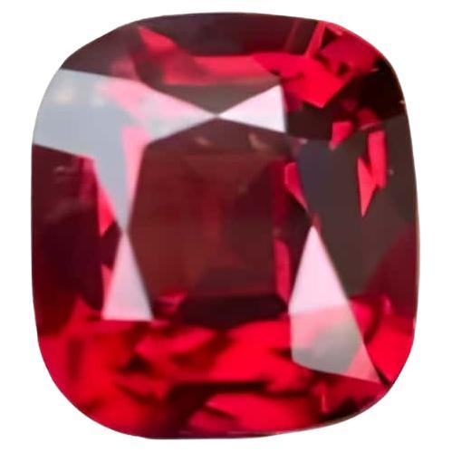 1.35 Carats Natural Loose Red Burmese Spinel Stone Fancy Cushion Cut Gemstone en vente