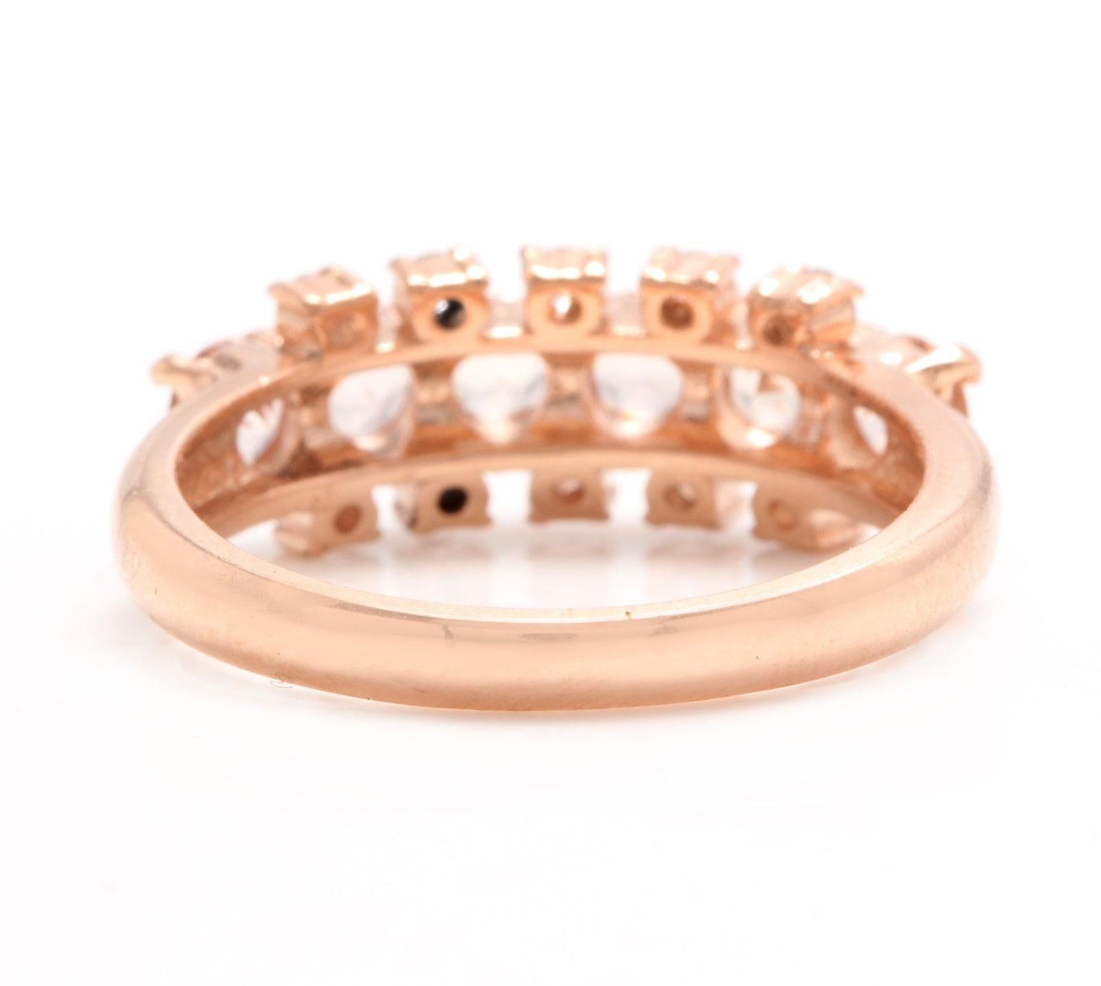 Anillo de oro rosa macizo de 14 quilates con morganita natural y diamantes de 1,35 quilates en Nuevo estado para la venta en Los Angeles, CA