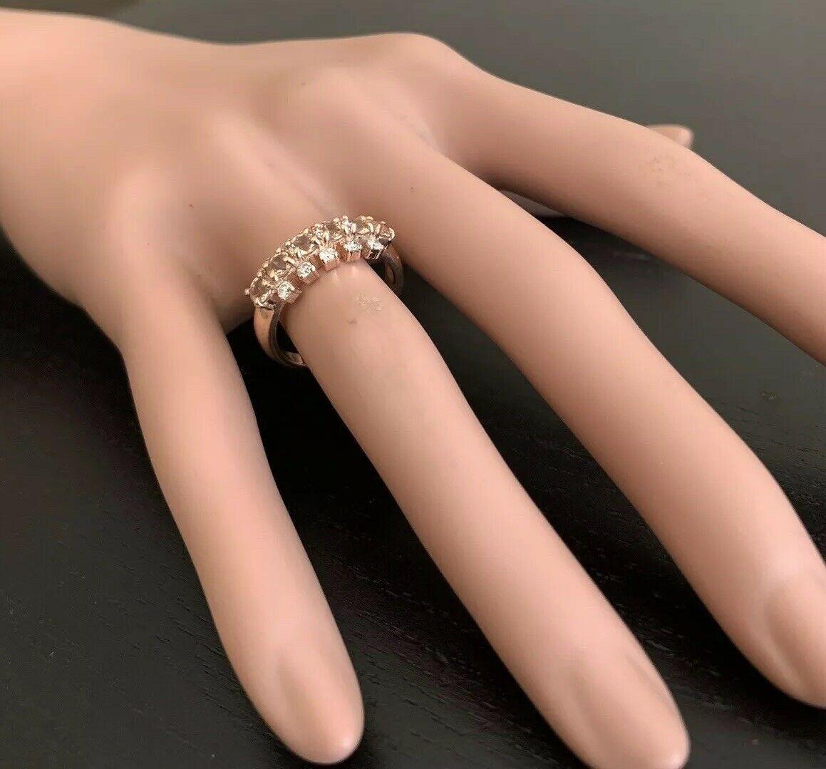 Anillo de oro rosa macizo de 14 quilates con morganita natural y diamantes de 1,35 quilates en venta 1