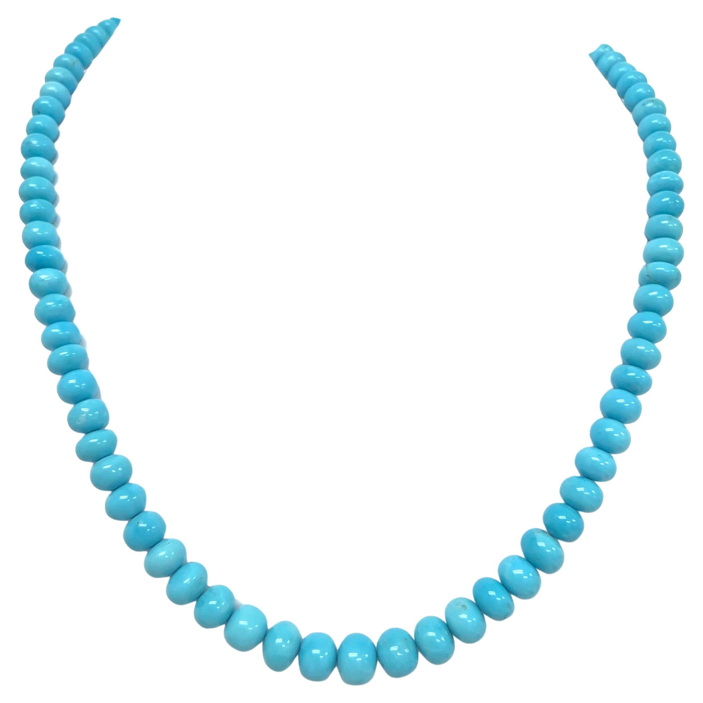 Bead 135 Carats Sleeping Beauty Turquoise Paradizia Necklace For Sale