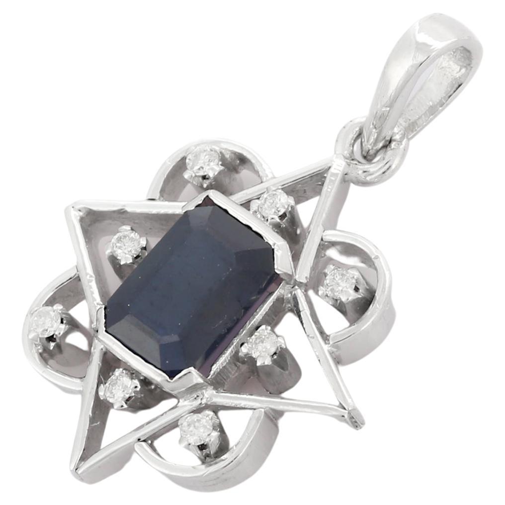 Taurus Zodiac Pendant 18k Yellow Gold 0.35 ct Diamonds 2.34 ct Blue ...