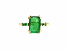 1.35 Ct Emerald Octagon Cocktail Ring 14K Gold Natural Emerald Cocktail Ring Her