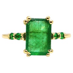 1.35 Ct Emerald Octagon Cocktail Ring 14K Gold Natural Emerald Cocktail Ring Her