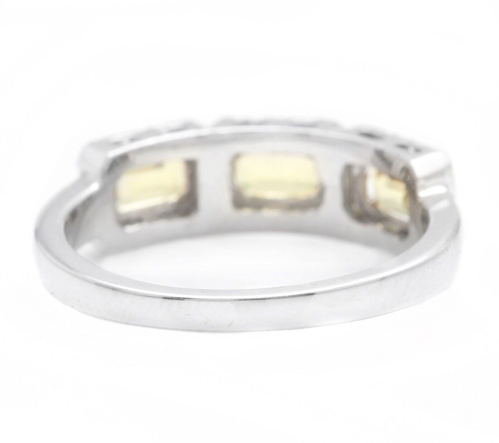 1.35 Ct Exquisite Natural Yellow Sapphire and Diamond 14K Solid White Gold Ring In New Condition For Sale In Los Angeles, CA