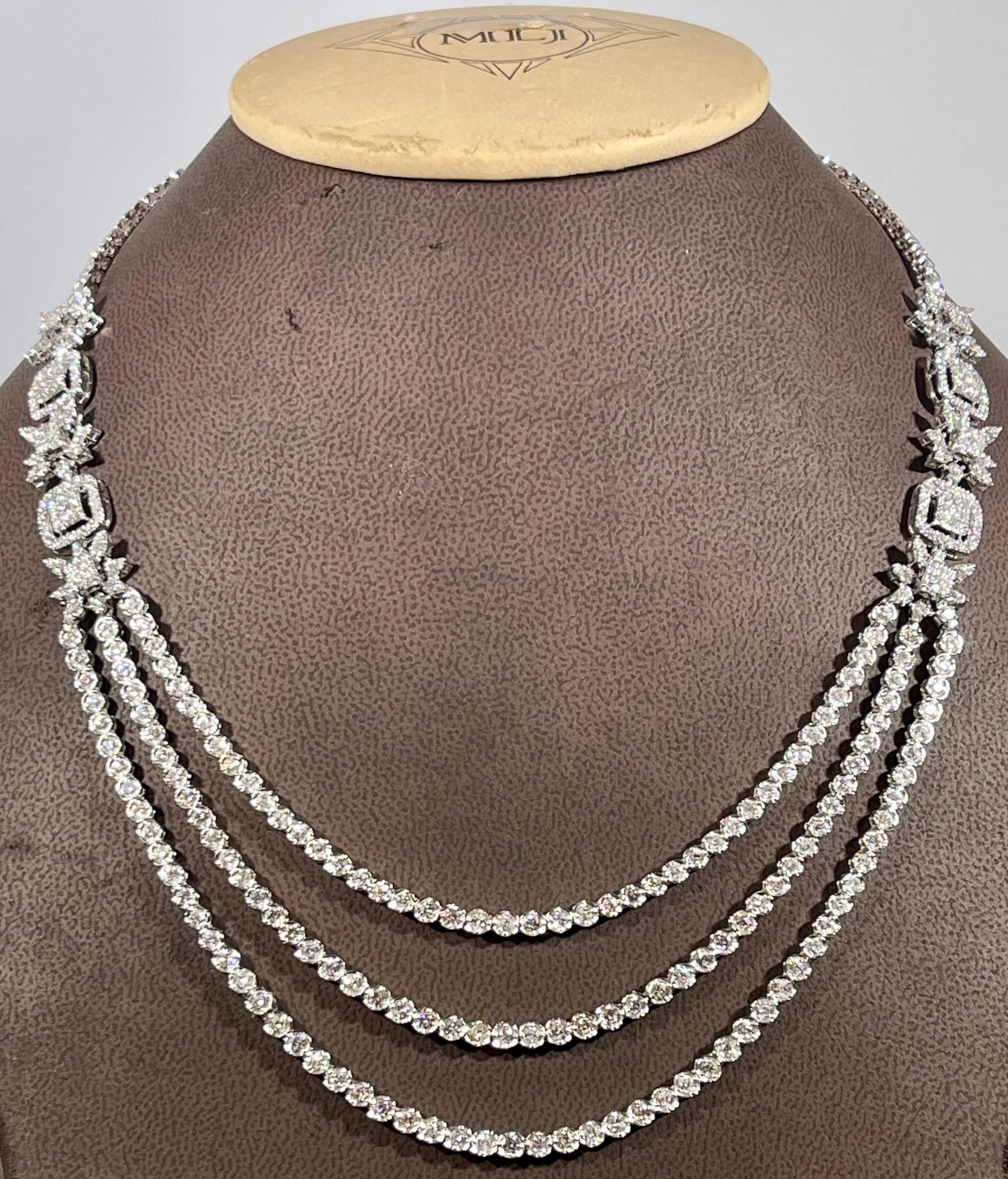 13.5 Karat VS1 Diamant Dreistufige Halskette aus 18 Karat Weißgold 42,2 Gm 5
