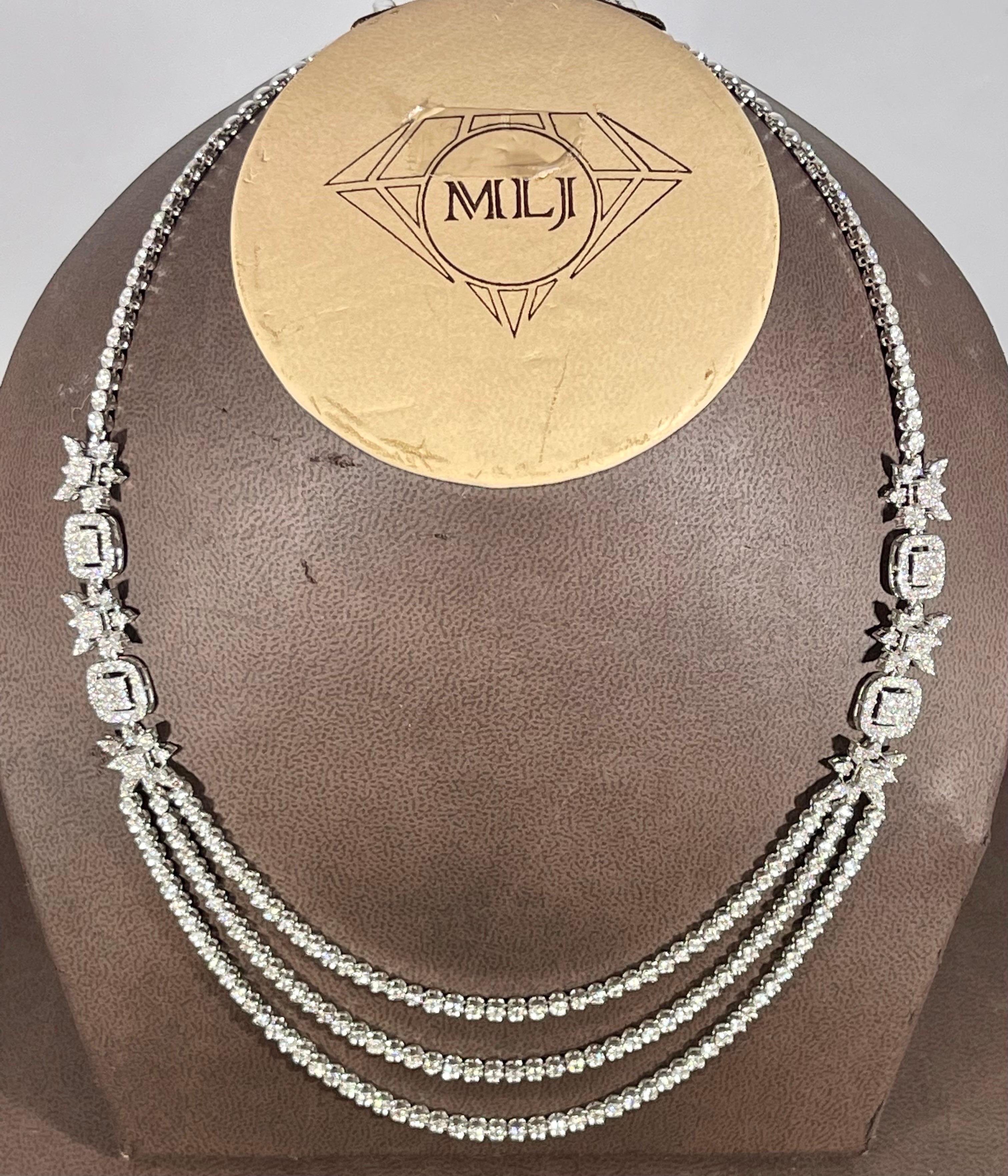 13.5 Karat VS1 Diamant Dreistufige Halskette aus 18 Karat Weißgold 42,2 Gm 7