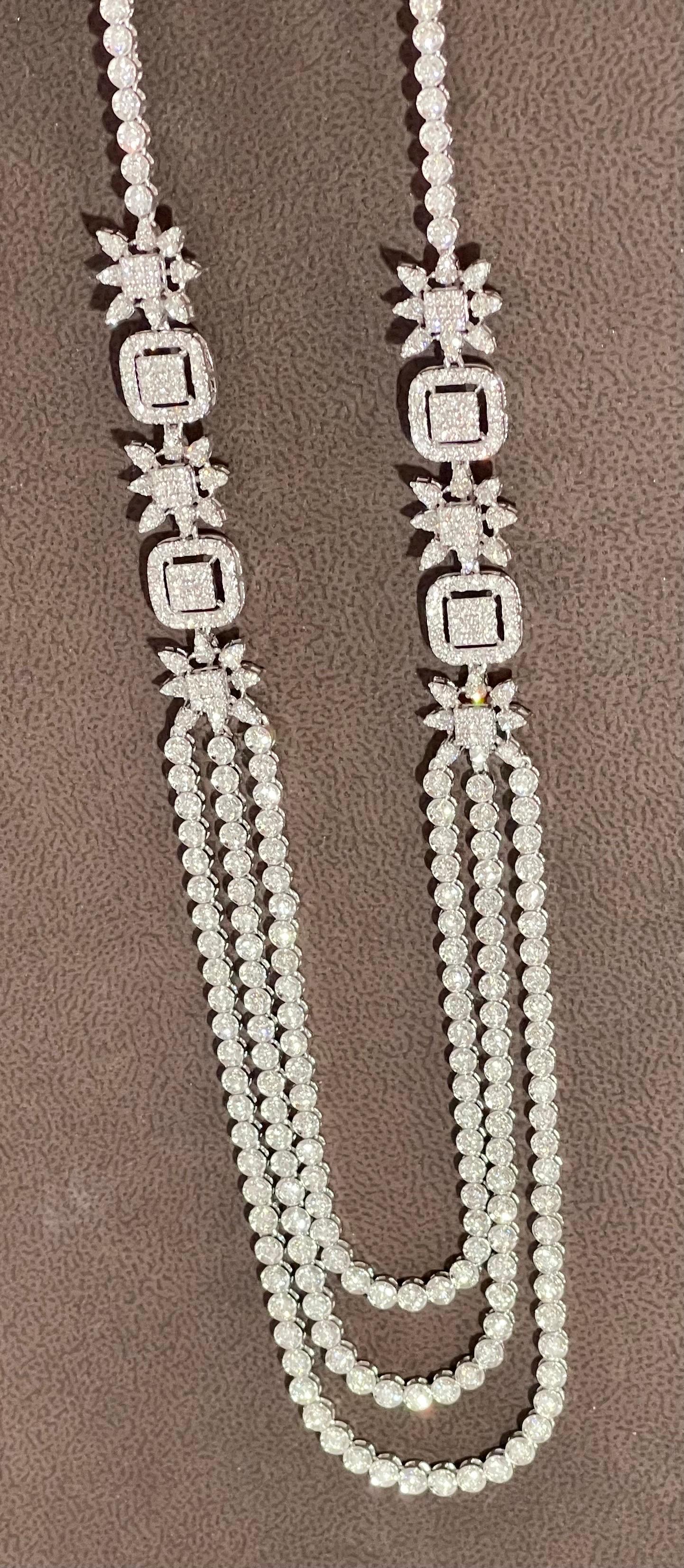 13.5 Karat VS1 Diamant Dreistufige Halskette aus 18 Karat Weißgold 42,2 Gm 10