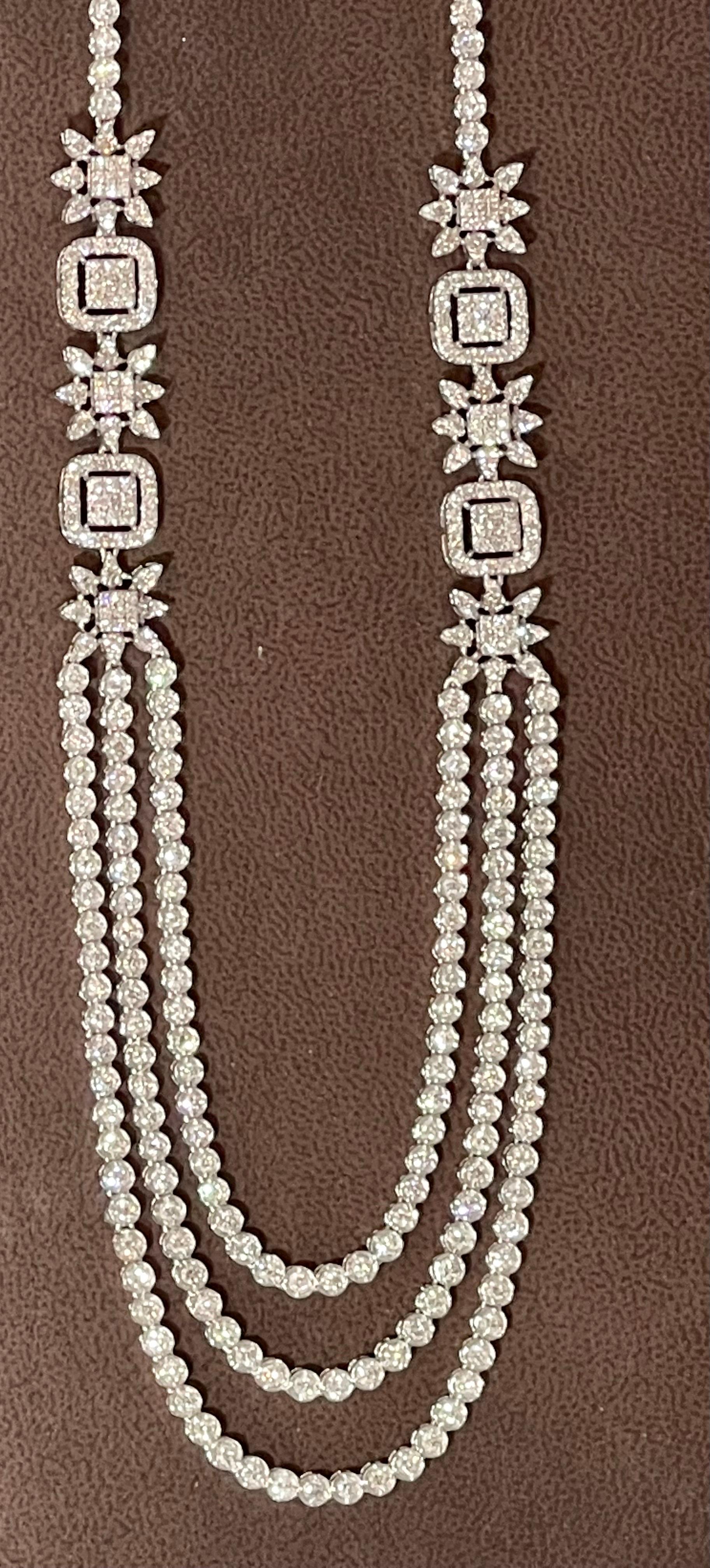 13.5 Karat VS1 Diamant Dreistufige Halskette aus 18 Karat Weißgold 42,2 Gm 11