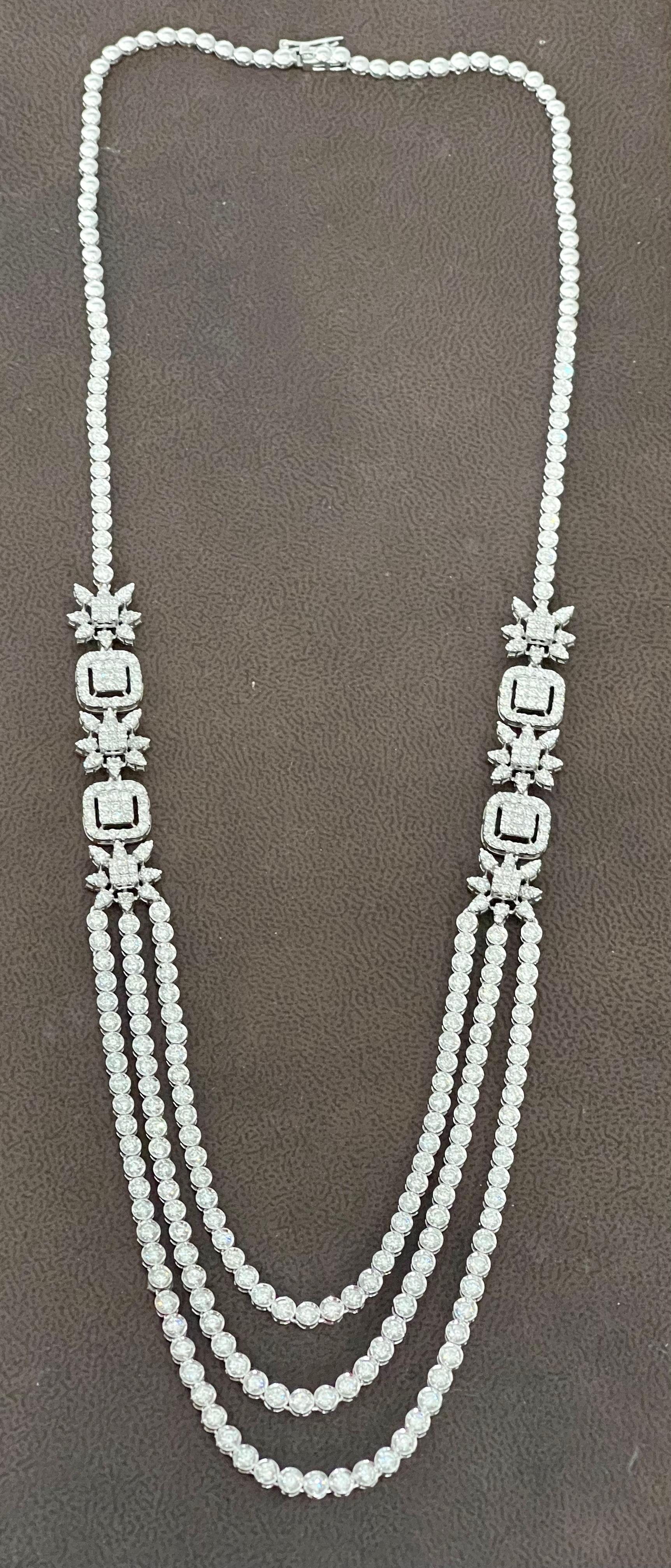 13.5 Karat VS1 Diamant Dreistufige Halskette aus 18 Karat Weißgold 42,2 Gm 12