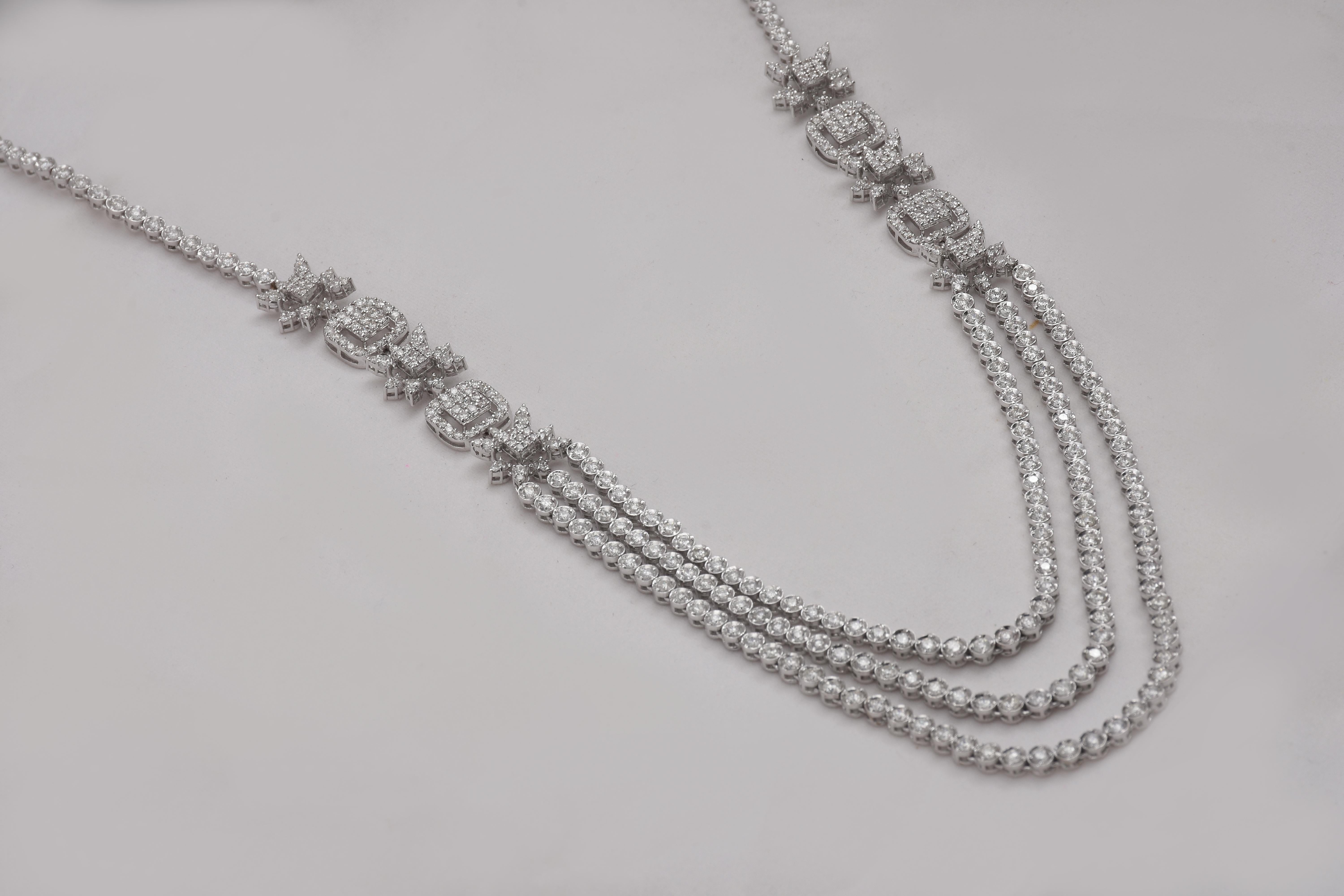 13.5 Karat VS1 Diamant Dreistufige Halskette aus 18 Karat Weißgold 42,2 Gm 2