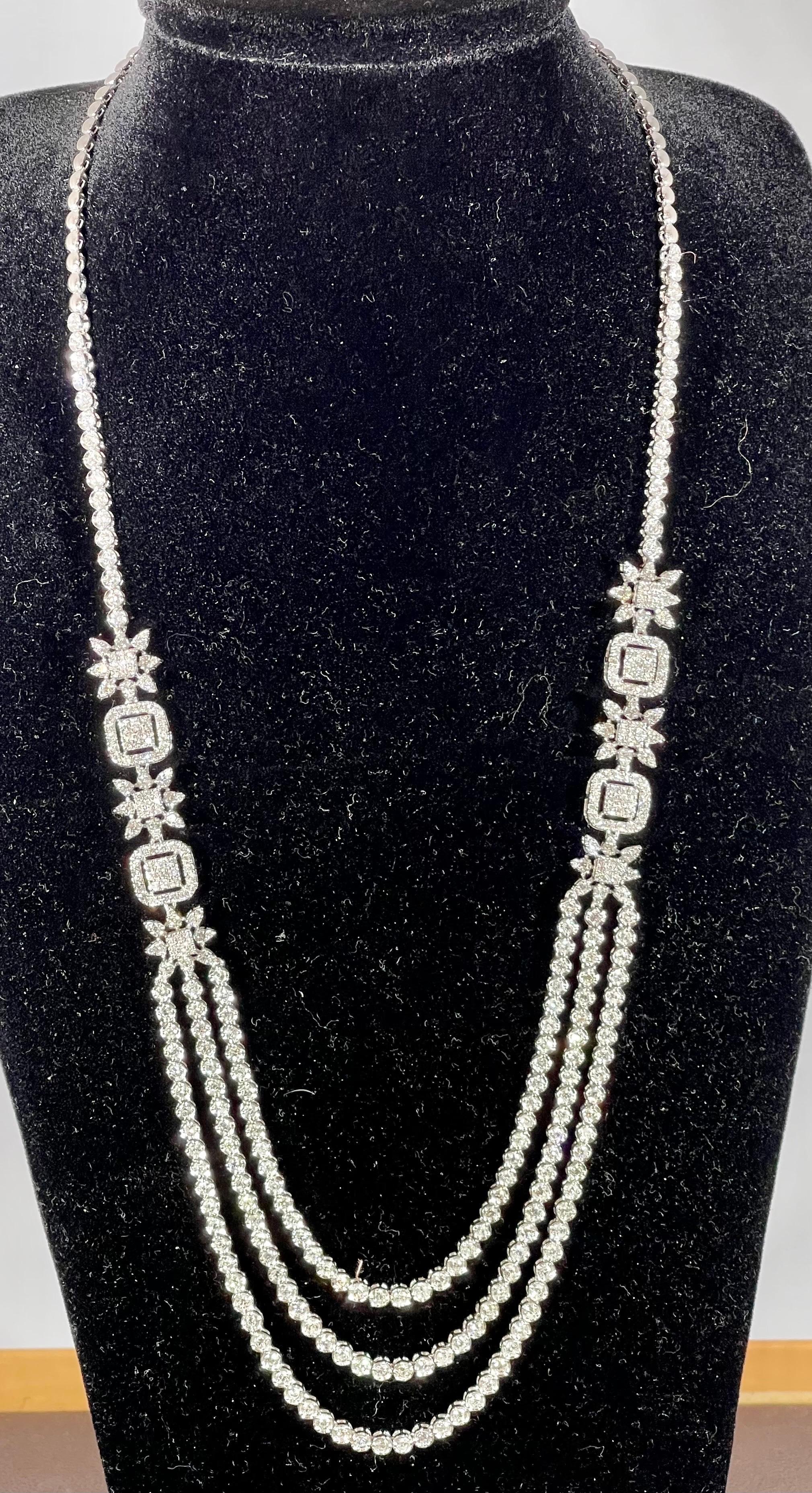 13.5 Karat VS1 Diamant Dreistufige Halskette aus 18 Karat Weißgold 42,2 Gm 4