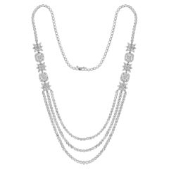 13.5 Ct of VS1 Diamond Three Tier Necklace in 18 Karat White Gold 46.2 Gm