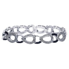 1.35 Ct Round Diamond Pear Shaped Link Bridal Bracelet 14K White Gold