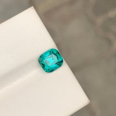 Gema de turmalina de 1,35 quilates, de color azul verdoso natural, con corte en cojín, para joyería