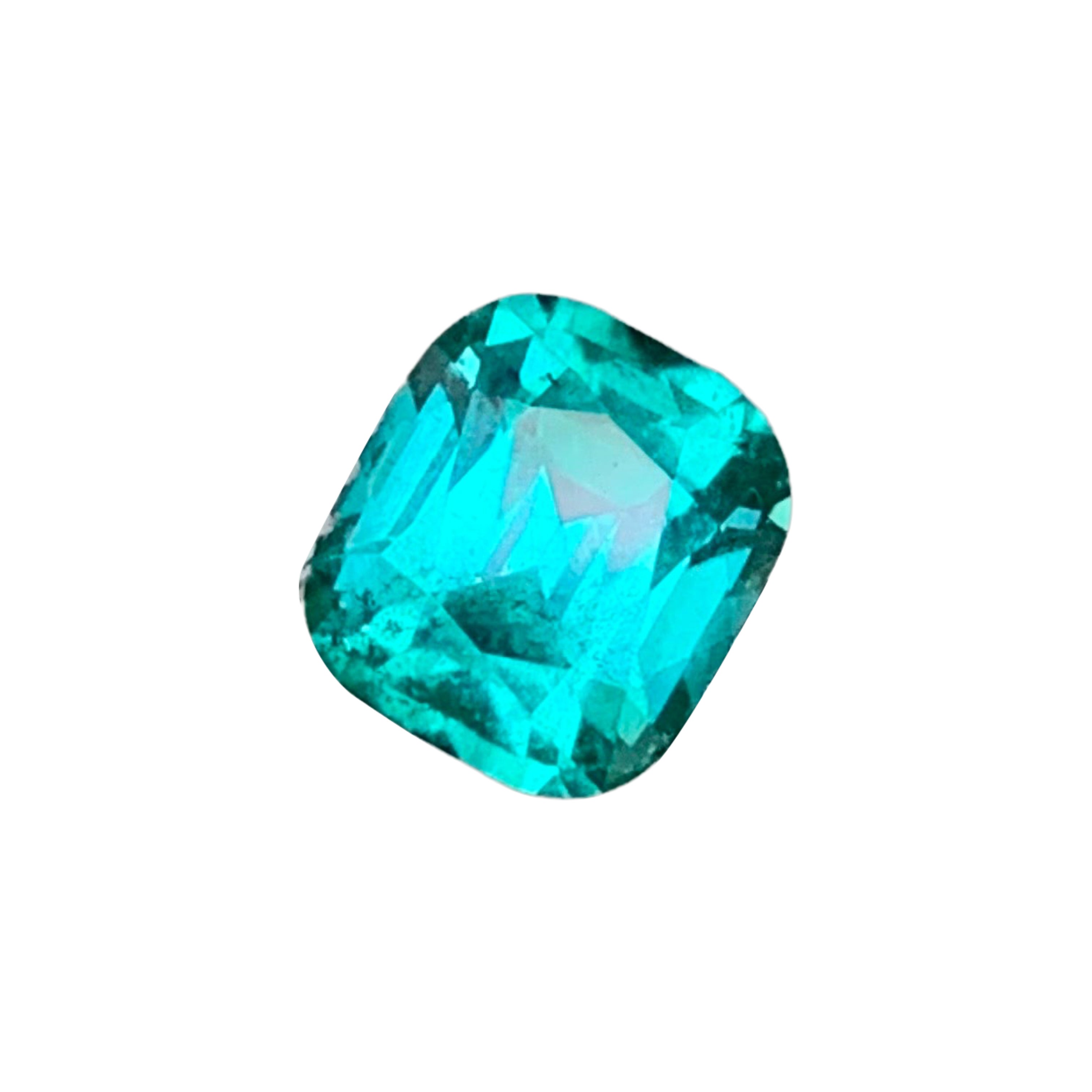 1.35 Cts Natural Teal Blue Color Tourmaline Gemstone Cushion Cut for Jewellery