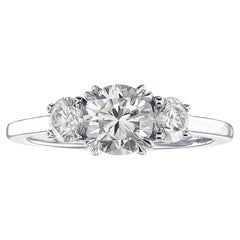 1.35 cts tw Certified Round Colorless Diamond Three-stone Engagement Ring