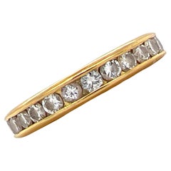 1.35 CTW Diamond 18 Karat Yellow Gold Wedding Eternity Band Ring Size 6