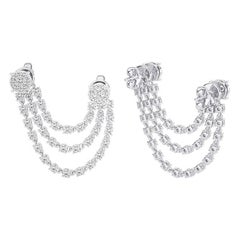 1.35 CTW diamonds triple line 18K white gold Gazebo style dangling earrings
