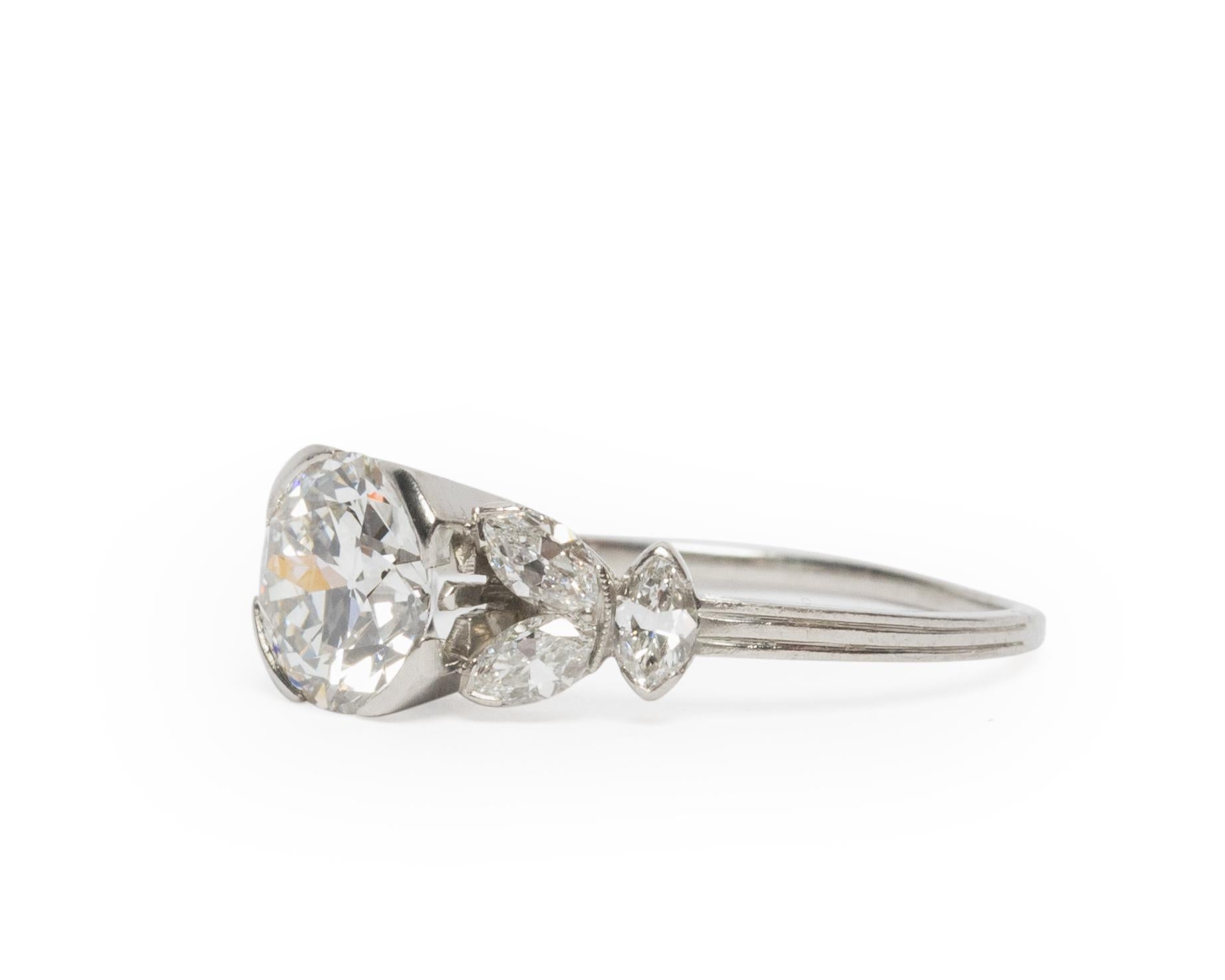 Art Deco 1.35 GIA Certified Carat Diamond Platinum Engagement Ring