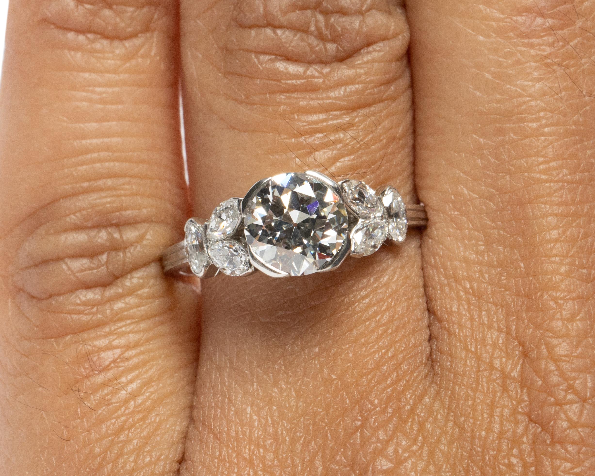 1.35 GIA Certified Carat Diamond Platinum Engagement Ring In Good Condition In Atlanta, GA