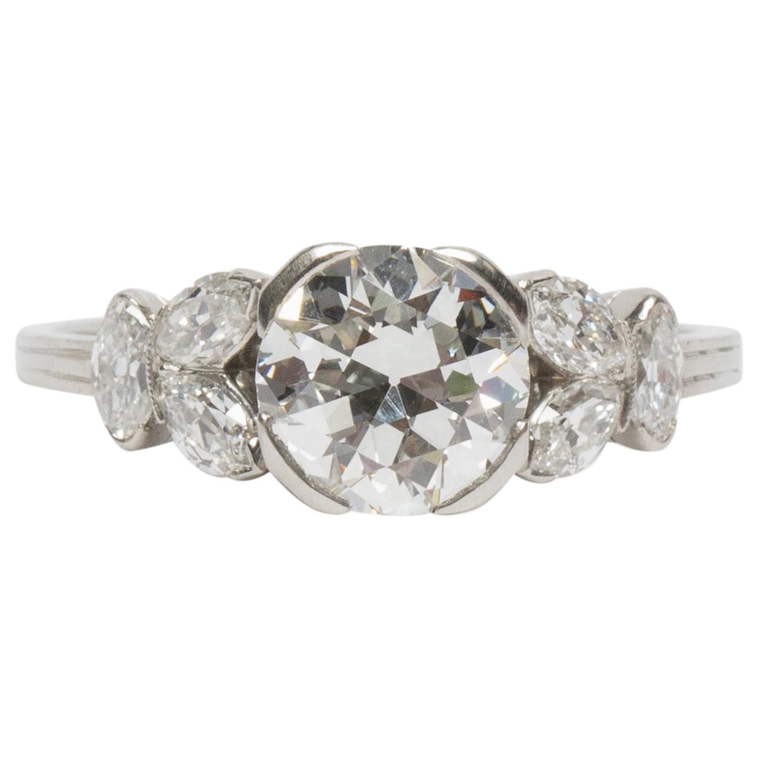 1.35 GIA Certified Carat Diamond Platinum Engagement Ring