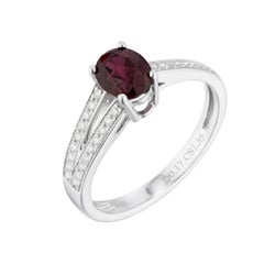 1.35 Red Ruby Diamond White Gold Engagement Ring