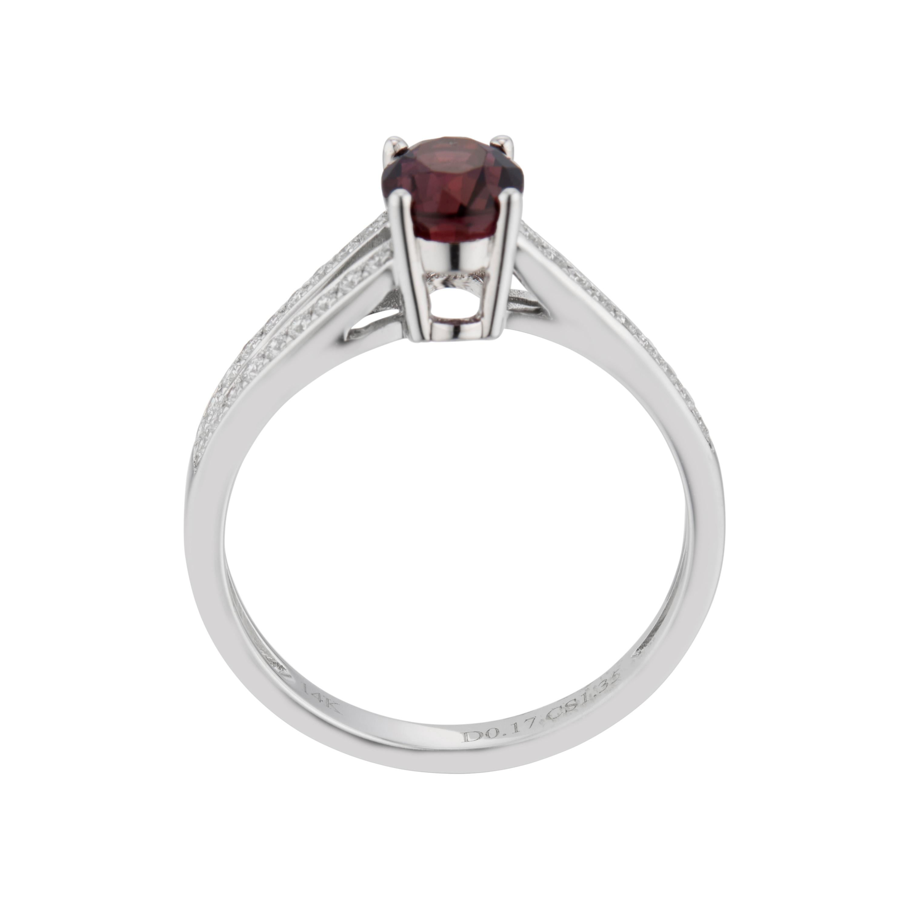 Women's 1.35 Red Ruby Diamond White Gold Engagement Ring  For Sale