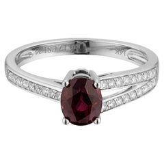 1.35 Red Ruby Diamond White Gold Engagement Ring 
