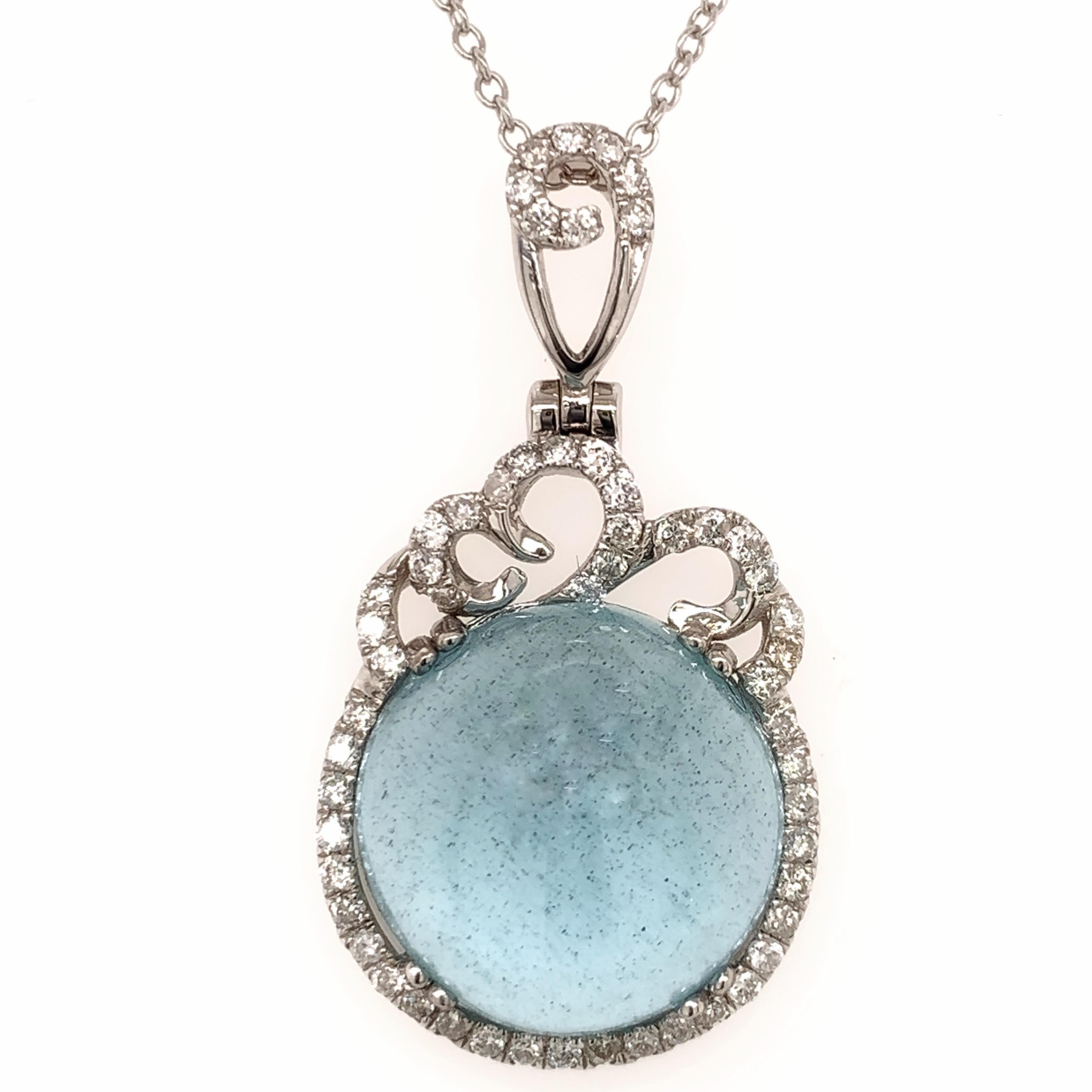 13.50 Carat Aquamarine Diamond Pendant In New Condition In Richmond, BC