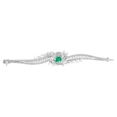  Diana M. 3.05 Carat Emerald and Diamond Platinum Whirlpool-Shaped Bracelet