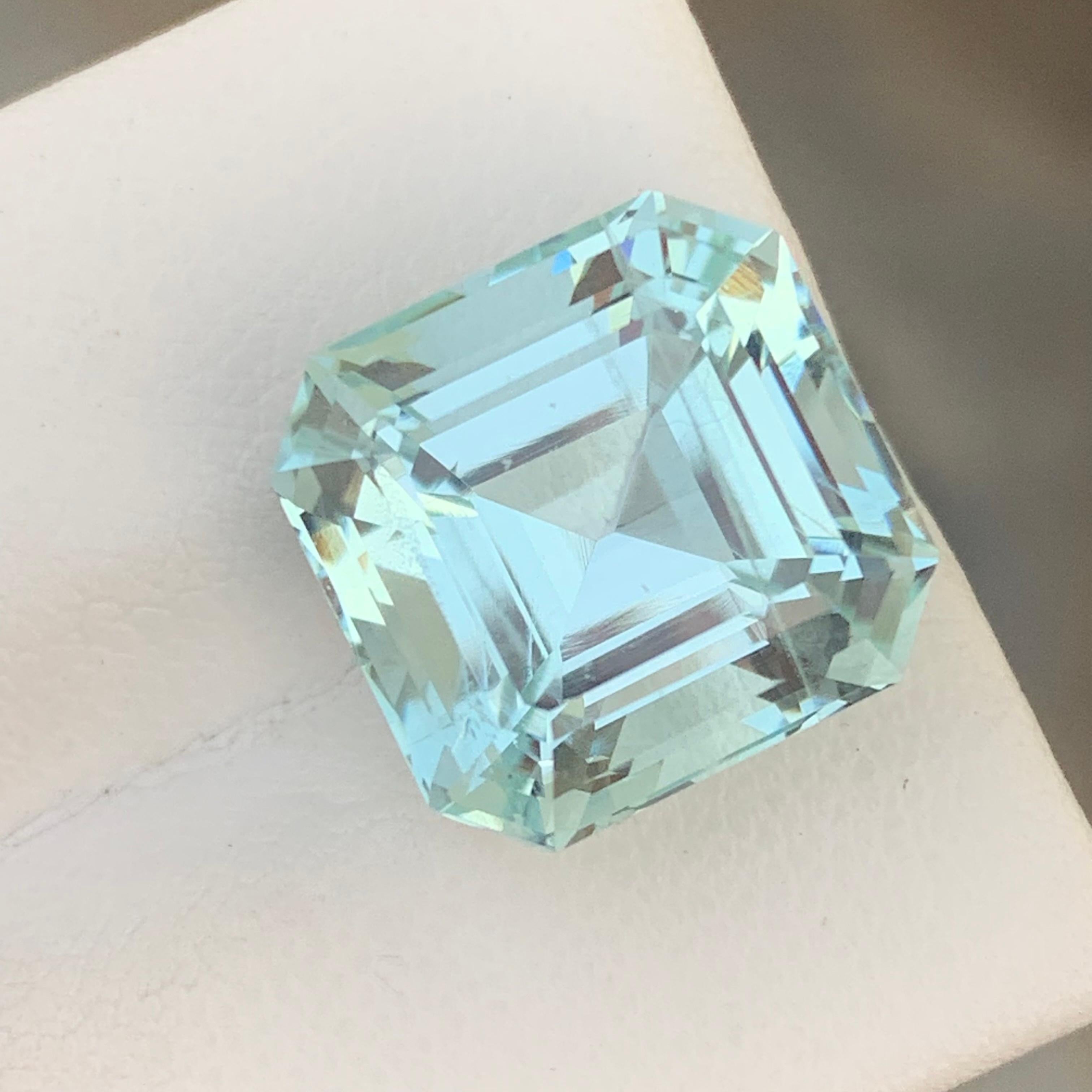13.50 Carat Loose Asscher Cut Natural Aquamarine from Shigar Valley Pakistan In New Condition In Peshawar, PK