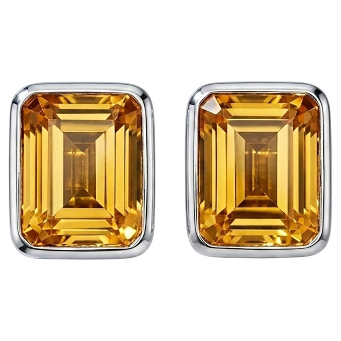 13.50 Carat Natural Citrine Statement Cufflinks Sterling Silver Citrine Cufflink