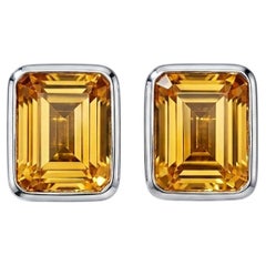 13.50 Carat Natural Citrine Statement Cufflinks Sterling Silver Citrine Cufflink