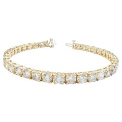 13.50 Carat Natural Diamond Tennis Bracelet 14 Karat Yellow Gold
