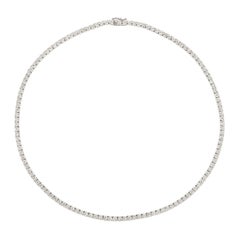 13.50 Carat Natural Diamond Tennis Necklace G SI 14K White Gold