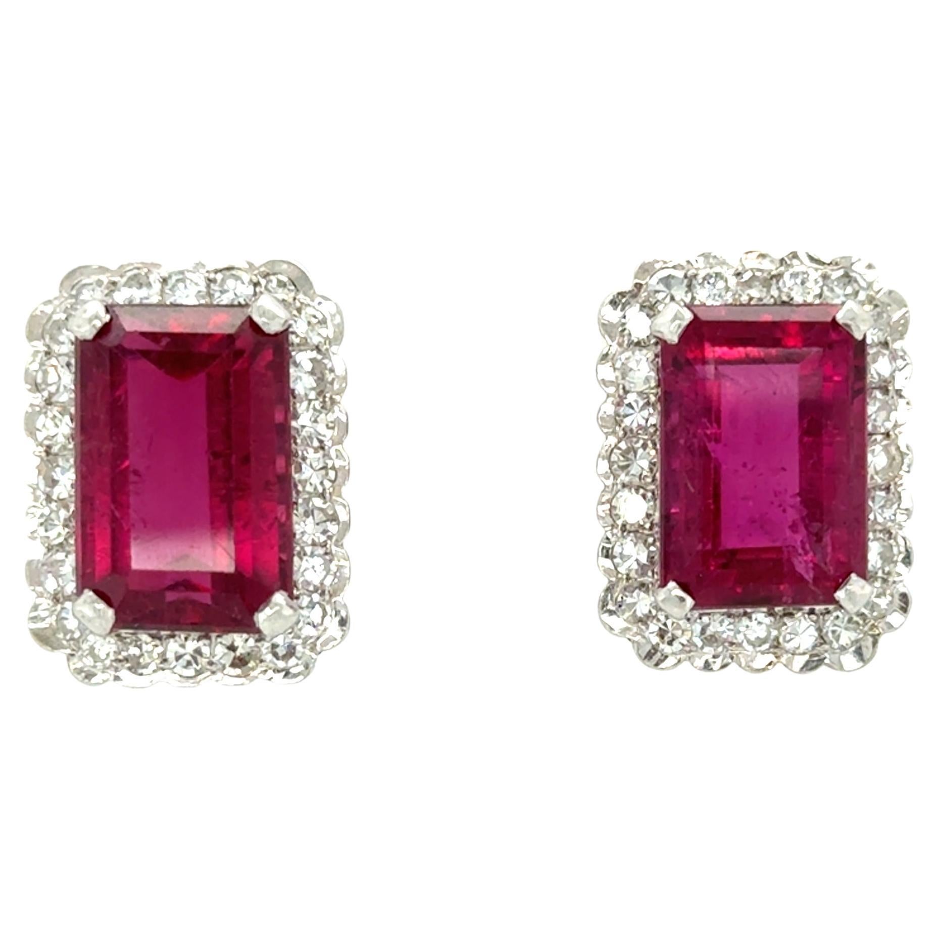 Orecchini con tormalina rubellite naturale e diamanti da 13,50 carati