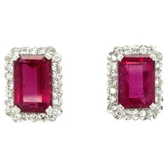 Pendientes de turmalina rubelita natural y diamantes de 13,50 quilates