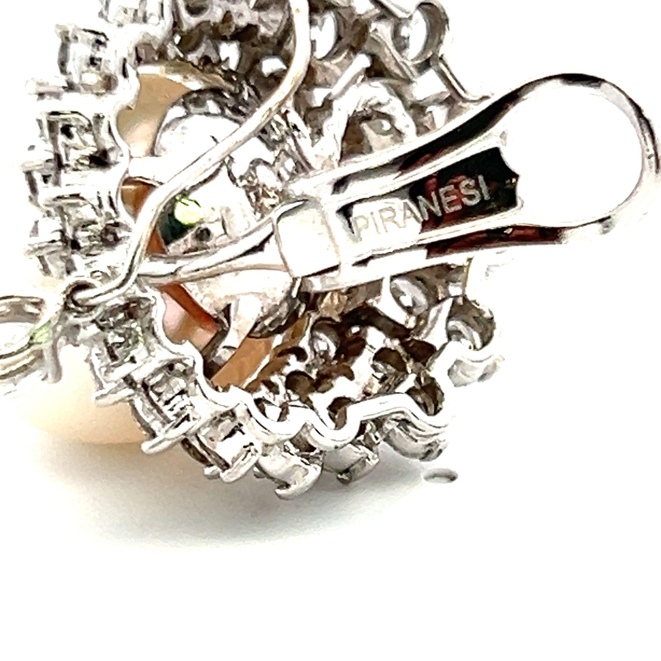 Orecchini pendenti con perle 18K WG/Plat da 13,50 carati con diamanti rotondi e marquise da 17 mm in vendita 4