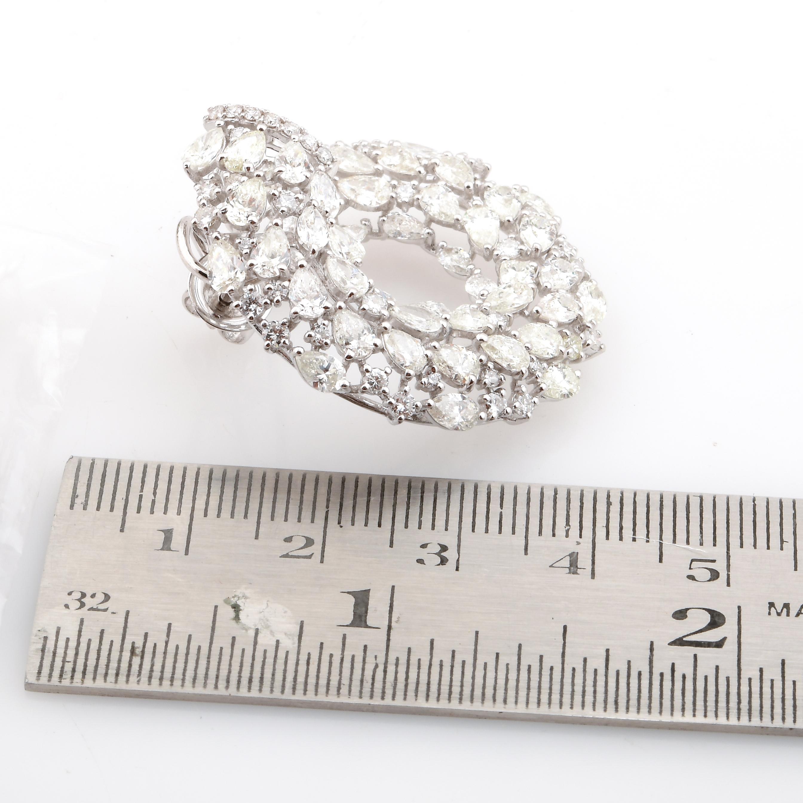 Pear Cut 13.50 Carat SI Clarity HI Color Pear Diamond Hoop Earrings 18 Karat White Gold For Sale